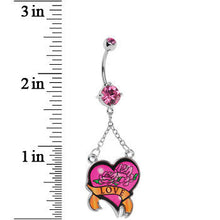 Load image into Gallery viewer, Pink Double Gem Love Rose Flower Heart Belly Ring
