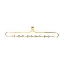 将图片加载到图库查看器，14K Yellow Gold Plated .925 Sterling Silver Diamond Accent Heart and Wave Link Bolo Bracelet (I-J Color, I2-I3 Clarity) - 6" to 9" Adjustable

