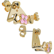 Load image into Gallery viewer, Gold Tone Flower Love Earlobe Cuff Stud Earring
