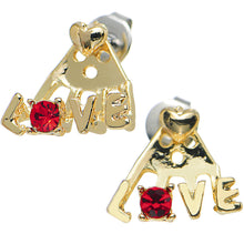 将图片加载到图库查看器，Gold Tone Red Gem Love Earlobe Cuff Stud Earring
