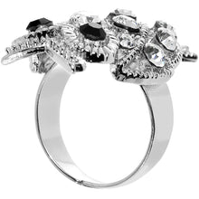 Load image into Gallery viewer, Clear Gem Sparkle Black Eyed Owl Adjustable Ring
