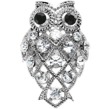 Load image into Gallery viewer, Clear Gem Sparkle Black Eyed Owl Adjustable Ring
