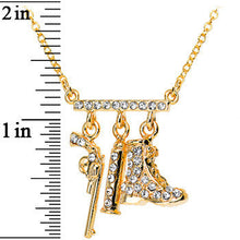 Load image into Gallery viewer, Gold Tone Jeweled Fab Revolver Charm Necklace
