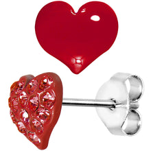 Load image into Gallery viewer, Red Gem Heart to Heart Stud Earrings
