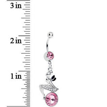 Load image into Gallery viewer, Pink Gem Perched Fairy Dangle Belly Ring
