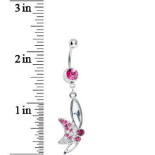将图片加载到图库查看器，Pink Gem Sideways Butterfly Dangle Belly Ring
