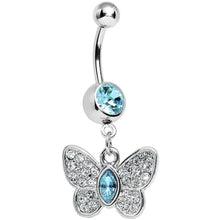 将图片加载到图库查看器，Aqua Gem Marquis Core Butterfly Belly Ring
