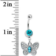 将图片加载到图库查看器，Aqua Gem Marquis Core Butterfly Belly Ring
