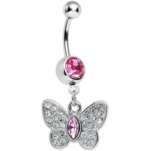 将图片加载到图库查看器，Pink Gem Marquis Core Butterfly Belly Ring
