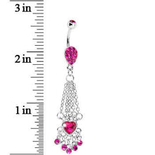 Load image into Gallery viewer, Fuchsia Gem Queen Heart Chain Dangle Belly Ring
