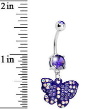 将图片加载到图库查看器，Purple Gem Sparkling Butterfly Dangle Belly Ring
