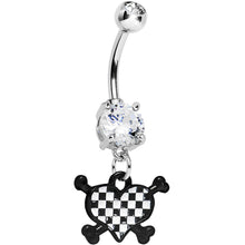 将图片加载到图库查看器，Crystalline Gem Crossbones Checkerboard Heart Belly Ring

