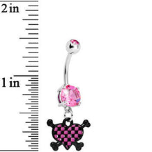 将图片加载到图库查看器，Pink Gem Crossbones Checkerboard Heart Belly Ring
