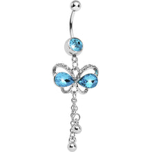 Load image into Gallery viewer, Aqua Gem Teardrop Wing Butterfly Belly Ring

