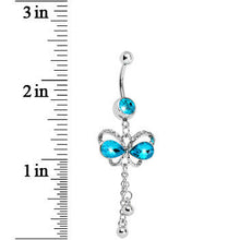 Load image into Gallery viewer, Aqua Gem Teardrop Wing Butterfly Belly Ring
