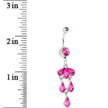 Load image into Gallery viewer, Fuchsia Gem Tri Petal Floral Cascade Belly Ring
