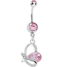 将图片加载到图库查看器，Pink Gem Petal Wing Butterfly Belly Ring
