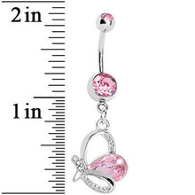 将图片加载到图库查看器，Pink Gem Petal Wing Butterfly Belly Ring
