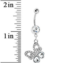 将图片加载到图库查看器，Crystalline Gem Paved Heart Wing Butterfly Belly Ring

