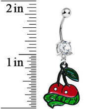 Load image into Gallery viewer, Crystalline Gem Cherry Banner Belly Ring
