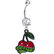 Load image into Gallery viewer, Crystalline Gem Cherry Banner Belly Ring
