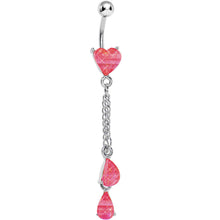 Load image into Gallery viewer, Pink Gem Peachy Heart Drops Belly Ring

