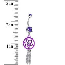 将图片加载到图库查看器，Violet Gem Neon Web Dreamcatcher Belly Ring
