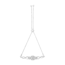 Load image into Gallery viewer, .925 Sterling Silver Diamond Cushion Frame Heart-Sides Twist 4â€-10â€ Adjustable Bolo Tennis Bolo Bracelet (I-J Color, I3 Clarity)
