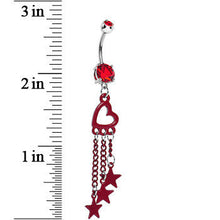 Load image into Gallery viewer, Red Gem Hollow Heart Star Chains Belly Ring
