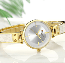 Load image into Gallery viewer, Womens Elegant Stainless Steel Watch With Ceramic Bracelet In Shimmering Marble Colors
