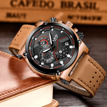 将图片加载到图库查看器，Men's Waterproof Modern Watch With Leather Belts, Stainless Steel Case Excellent Look Perfect Gift
