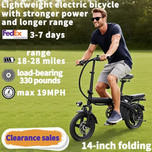 Load image into Gallery viewer, 14" Folding Electric Bike 48V Lightweight E-Bike 330LB Load 19MPH 28-Mile Range
