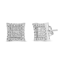 Load image into Gallery viewer, 14K White Gold 1.00 Cttw Princess And Round-Cut Diamond Square Stud Earrings (G-H Color, SI1-SI2 Clarity)
