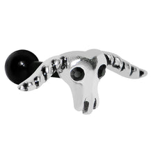 Load image into Gallery viewer, Black Acrylic 925 Silver Black Gem Bull Cartilage Earring
