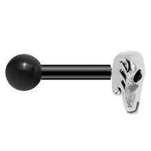 Load image into Gallery viewer, Black Acrylic 925 Silver Black Gem Bull Cartilage Earring
