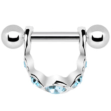 Load image into Gallery viewer, Silver 925 Aqua Gem Loop Mini Cartilage Shield Earring

