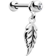 Load image into Gallery viewer, Silver 925 Crystalline Gem Falling Feather Dangle Cartilage Earring
