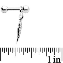 Load image into Gallery viewer, Silver 925 Crystalline Gem Falling Feather Dangle Cartilage Earring
