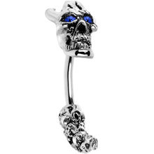 将图片加载到图库查看器，Sapphire Blue Gem Demon Skull Eyebrow Ring
