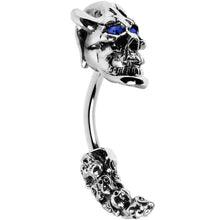 将图片加载到图库查看器，Sapphire Blue Gem Demon Skull Eyebrow Ring
