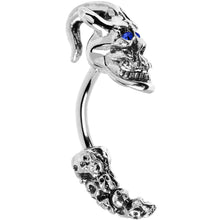 将图片加载到图库查看器，Sapphire Blue Gem Demon Skull Eyebrow Ring
