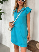 Load image into Gallery viewer, Retro Brown Half-Zip Cap Sleeve Mini Dress Classic &amp; Vintage Design Dress For Girls
