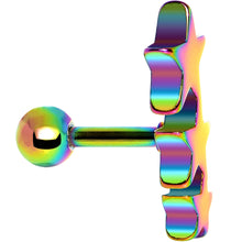 Load image into Gallery viewer, Rainbow Anodized Titanium Triple Star Cartilage Tragus Earring
