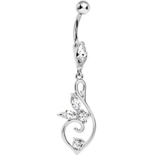 Load image into Gallery viewer, Crystalline Gem Marquis Floral Flourish Belly Ring
