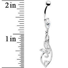 Load image into Gallery viewer, Crystalline Gem Marquis Floral Flourish Belly Ring
