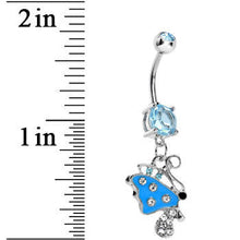 将图片加载到图库查看器，Blue Gem Side Flyer Butterfly Dangle Belly Ring
