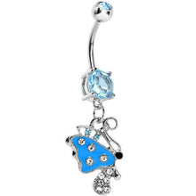 将图片加载到图库查看器，Blue Gem Side Flyer Butterfly Dangle Belly Ring
