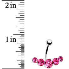 Load image into Gallery viewer, Pink Gem Five Across Top Mount Belly Ring

