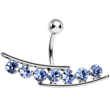 Load image into Gallery viewer, Light Blue Gem Stream Reversible Top Mount Belly Ring
