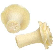 Load image into Gallery viewer, 4G Organic White Crocodile Wood Rose Flower Hand Carved Plug Set
